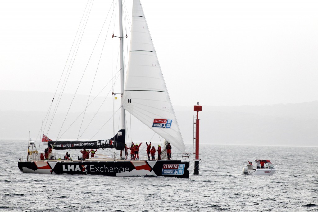 LMAX vainqueur de la trosième étape de la Clipper Race. Photo Richard Wainwright