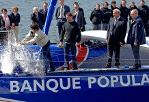 Bidégorry prend la barre Baptême Banque Populaire IV