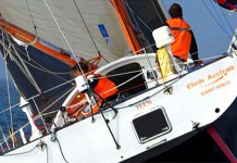 Servane Escoffier sur la route du retour Jacques Vabre 2005-Vedettes de Br�hat