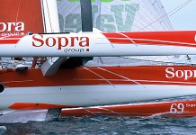 Antoine Koch à la barre de Sopra Trimaran Sopra