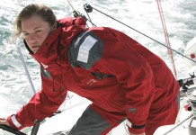 Marine Chombart de Lauwe au départ de la Transat Ag2r Marine Chombart