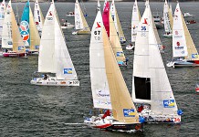 Duos de Figaros au départ le 20 avril Transat AG2R 2006 départ Concarneau