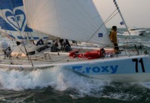 Anne Liardet et Karen Leibovici au départ de la Transat Jacques Vabre Anne Liardet : 11ème du Vendée Globe