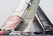 Dernière répétition Act 10 à Valence : Alinghi et Emirates Team New Zealand