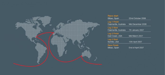 Carte du parcours de la Velux 5 Oceans