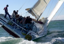 Les 10 Class 40′ ont pris le départ des Sables d’Olonne Class 40 Benoît Parnaudeau Jardin Bio Equitable Nacira