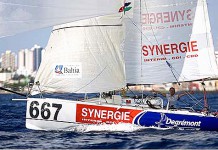 Isabelle Joschke débarque en Figaro joschkearriveetransat6502007