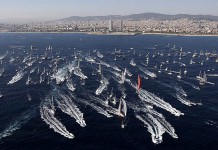 Top départ de Barcelone, PRB prend les devants Depart de la Barcelon World Race 2007