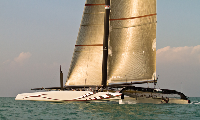 Alinghi 5 avec son nouveau bout-dehors Alinghi 5 avec son nouveau bout-dehors