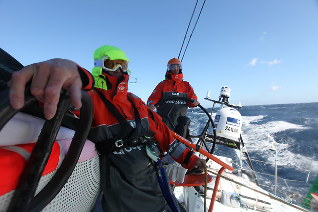 Damian Foxall à la barre Groupama Damian Foxall à la barre Groupama