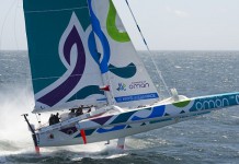 Match retour Brest-New York pour les MOD70 Oman Sail MOD70 Sidney Gavignet 2012