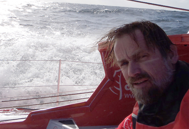 Javier Sanso au large du cap Finisterre Acciona Javier Sanso au large du cap Finisterre Acciona
