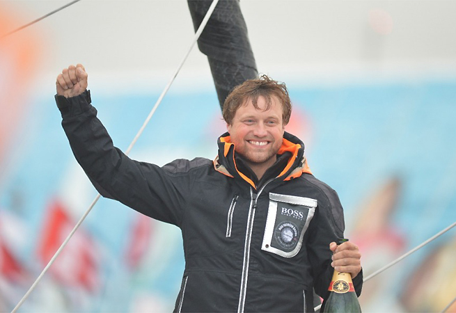 Alex Thomson arrivée Alex Thomson arrivée