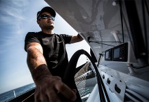 Dona Bertarelli et Yann Guichard découvrent les qualités de Spindrift Première séance d`entraînement Spindrift Racing