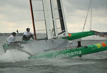 Franck Cammas content après les premiers essais Première sortie Class C Groupama