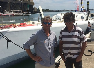 Bernard Stamm au départ avec Jean Le Cam ! Bernard Stamm Jean Le Cam Mare Barcelona 2014