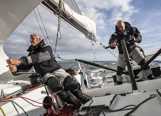 Riechers et Audigane à bord du 60 pieds de Bertrand de Broc Audigane et Riechers
