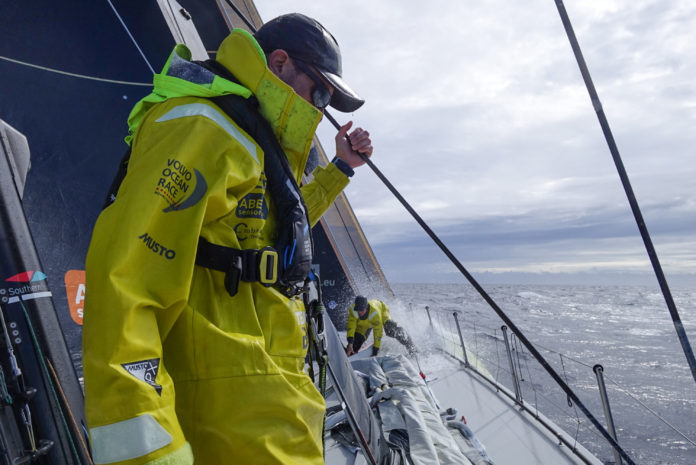 Leg 7, From Auckland to Itajai. day 16 on board Brunel. Thomas Rouxel wants to stay ahead of his former teammates Dongfeng. 02 April, 2018.