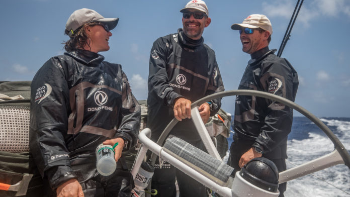 Leg 8 from Itajai to Newport, day 12 on board Dongfeng. 03 May, 2018. Watch changes are always a moment to relax and spend some time with the opposite watch crew.