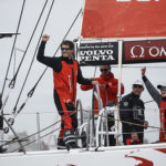 Leg 11, from Gothenburg to The Hague, arrivals. Dongfeng Race Team wins Leg 11 to take overall victory in Volvo Ocean Race 2017-18. 24 June, 2018.