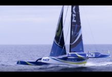 James Spithill à bord de Macif avec François Gabart