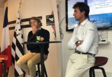 Ultim. François Gabart passe la barre de son trimaran à Tom Laperche