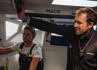 Défi Azimut. Sam Goodchild et Loïs Berrehar sur l’Imoca MACIF Santé Prévoyance avec Thierry Douillard comme team manager