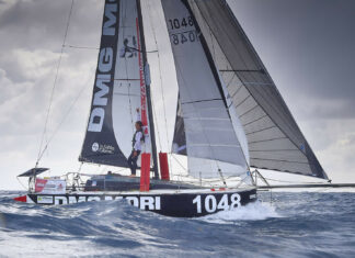 Mini Transat. Alexandre Demange (1048) DMG Mori 3eme en proto, bloqué 24h dans un banc de sargasses!