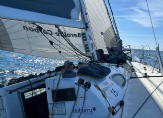 Cap Martinique. En approche du Cap Finisterre, Jean-Pierre Kelbert en tête en solo, Eric Guigne et Paul Maxime mènent en duo