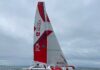 Route du Rhum. L’ex-Fujicolor II remis à l’eau avec une grand-voile en fibre d’ortie : une première mondiale